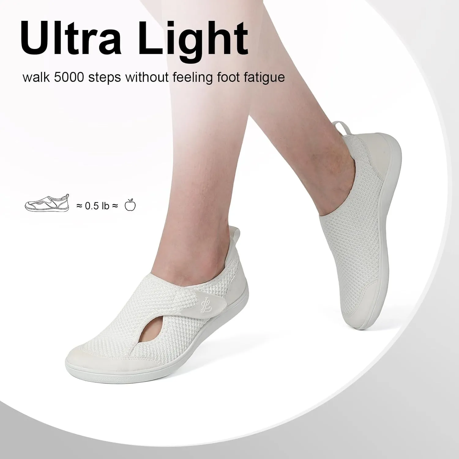 LeIsfIt Womens Wide Diabetic Shoes Adjustable Barefoot Walking Shoes Breathable Zero Drop Sneakers for Wide Width Arthritis Edema Feet Size 6-12