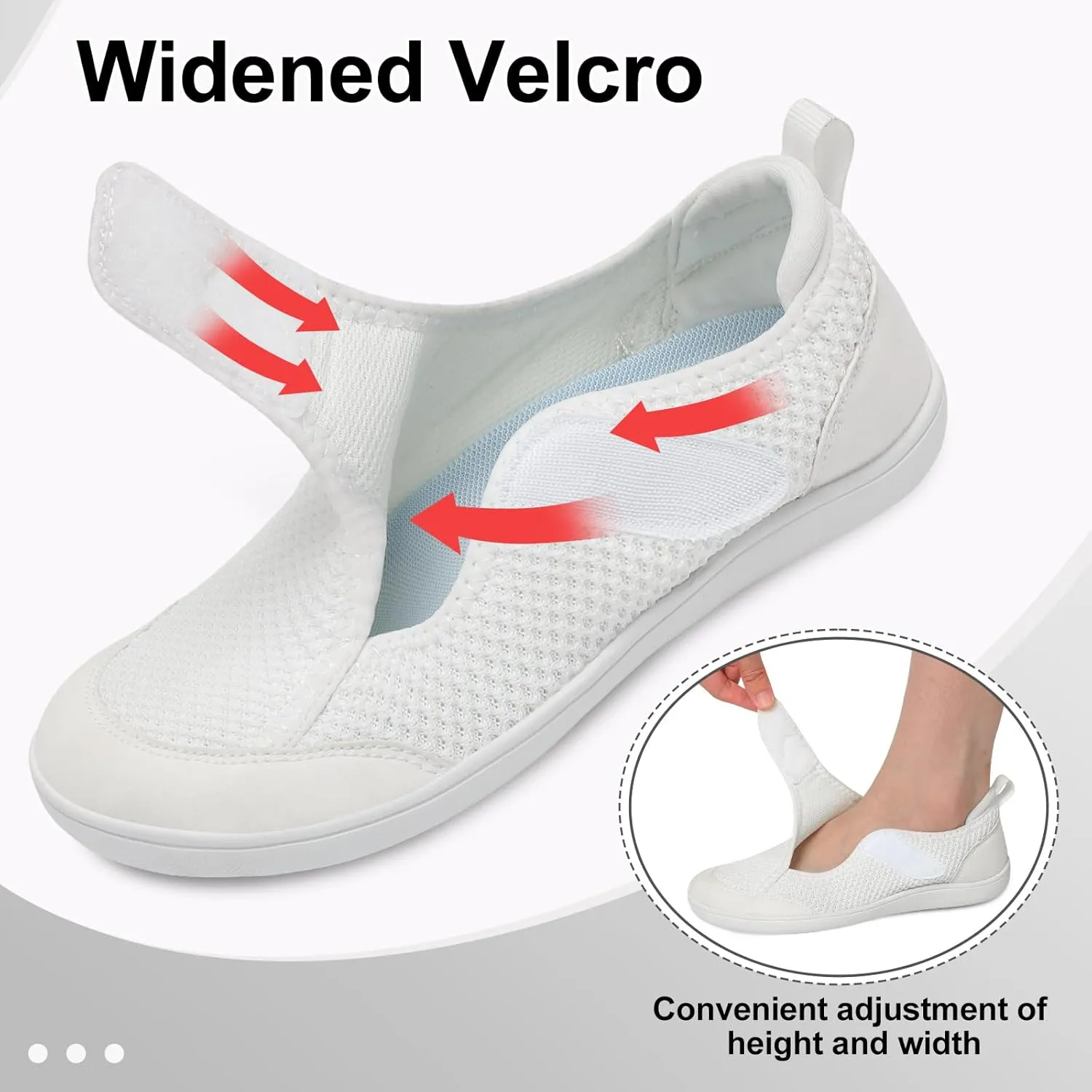 LeIsfIt Womens Wide Diabetic Shoes Adjustable Barefoot Walking Shoes Breathable Zero Drop Sneakers for Wide Width Arthritis Edema Feet Size 6-12