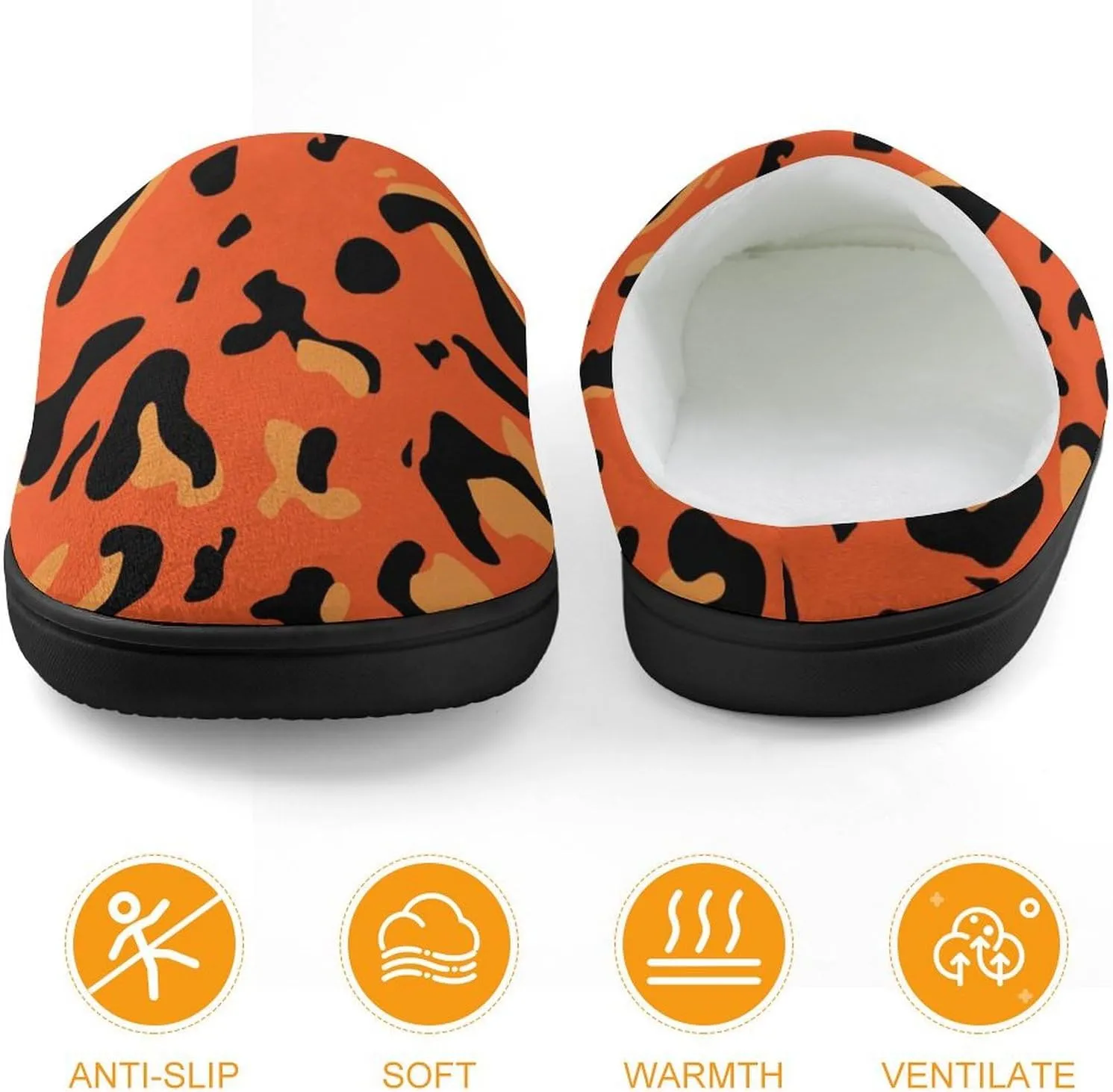 Leopard Pattern Boys Girls House Slippers with Microfleece Lining Cozy Household Shoes Non-slip for Kids