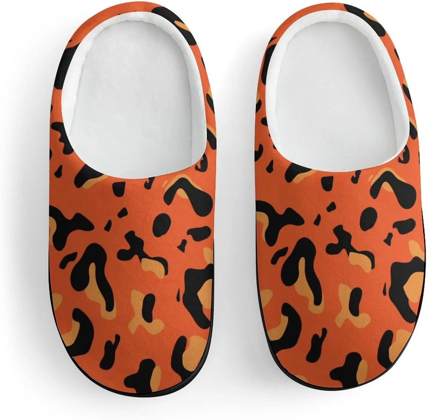 Leopard Pattern Boys Girls House Slippers with Microfleece Lining Cozy Household Shoes Non-slip for Kids