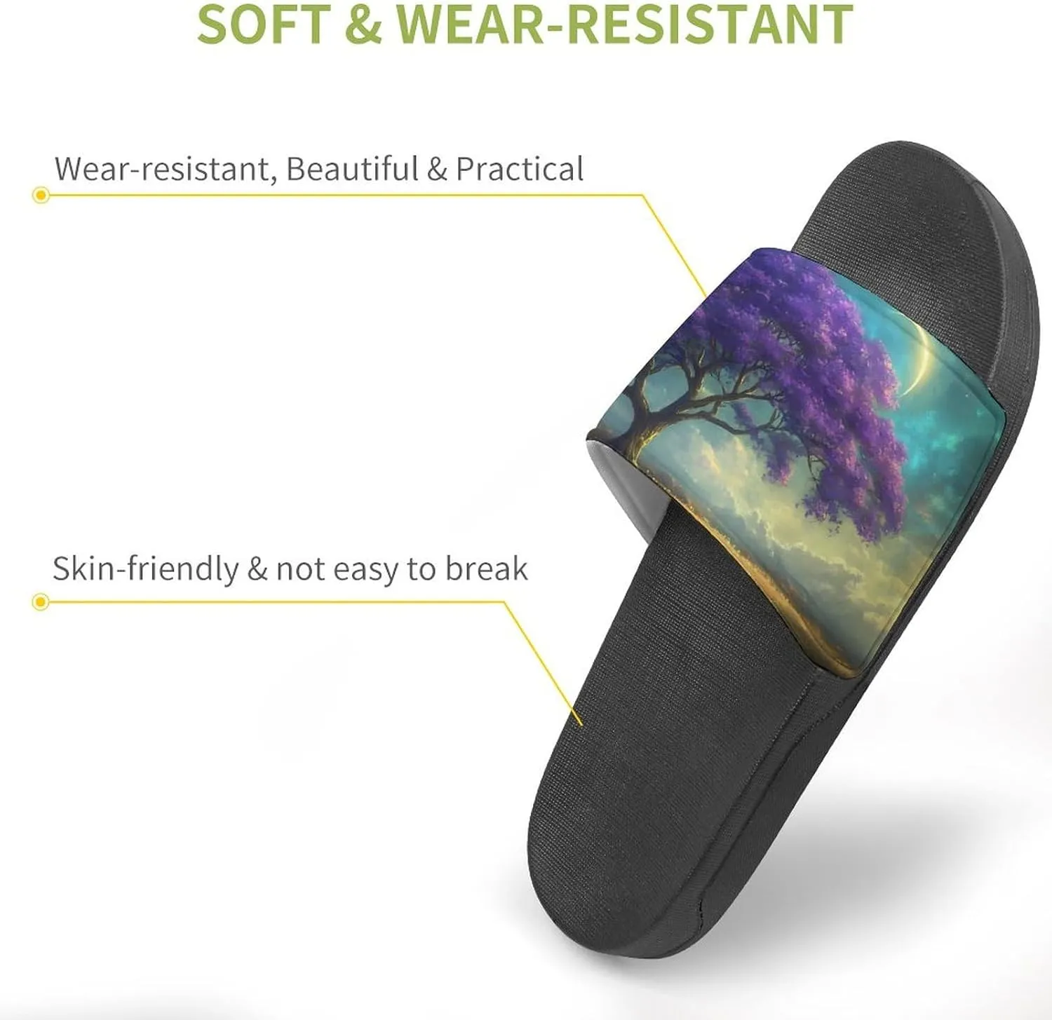 Life Tree Wilderness Moonlight Slippers Indoor Outdoor Unisex House Slipper Shower Slippers Non-Slip Open Toe Shoes
