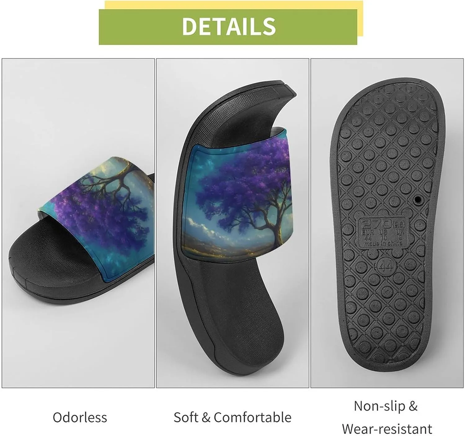 Life Tree Wilderness Moonlight Slippers Indoor Outdoor Unisex House Slipper Shower Slippers Non-Slip Open Toe Shoes