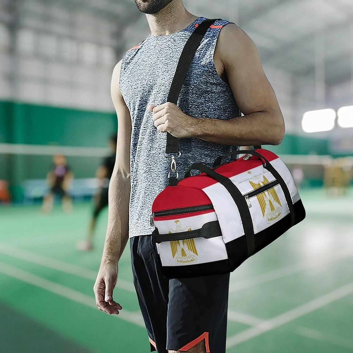 Lightweight Egypt Flag Duffel Bag for Boys Girls with Shoe Compartment