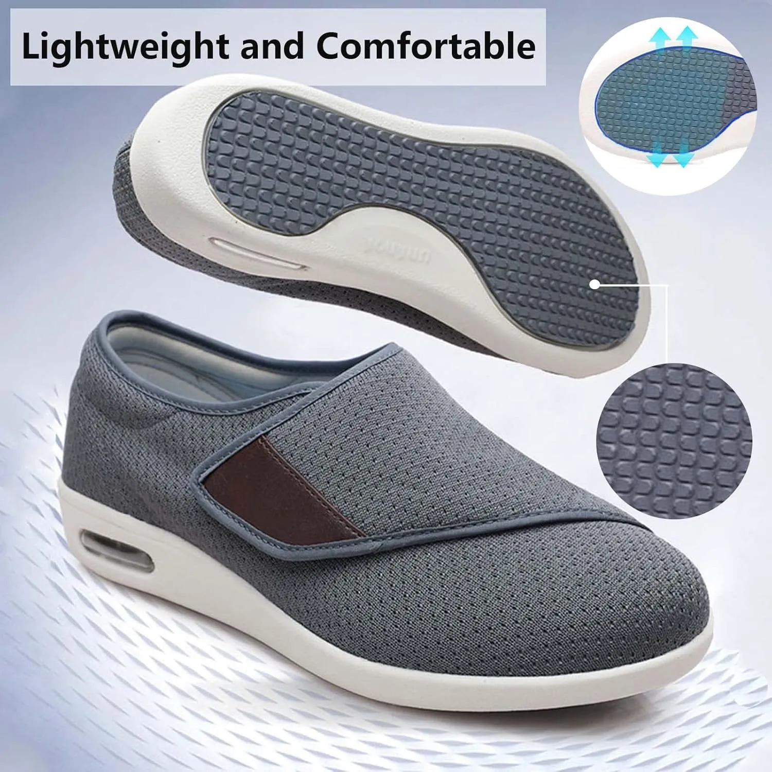 Lightweight Walking Sneakers,Orthopedic Lightweight Comfy Casual Slippers for Elderly Swollen Feet Arthritis Recovery Men 7/Women 8