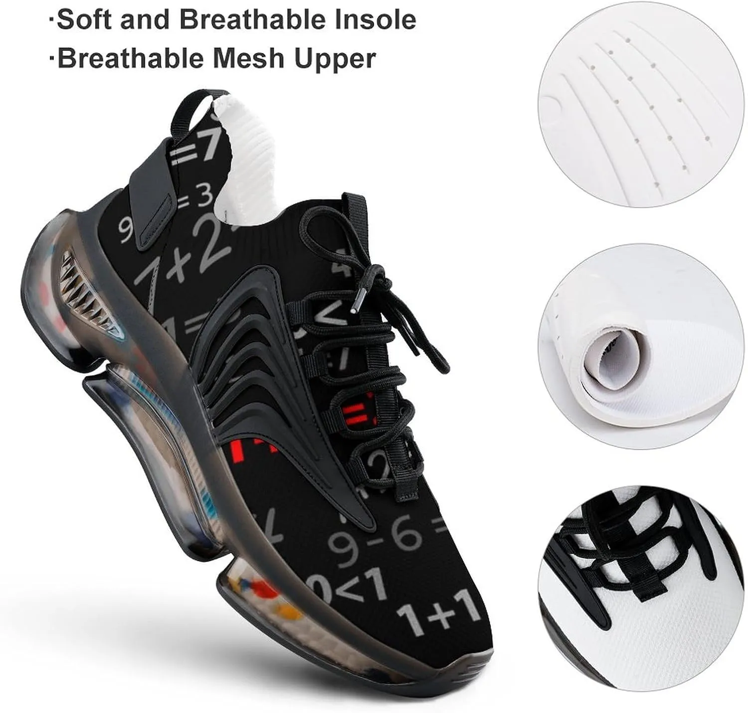 Like Math Walking Shoes for Men Lightweight Tennis Fashion Elastic Sports Shoes Cushion Basketball Shoes