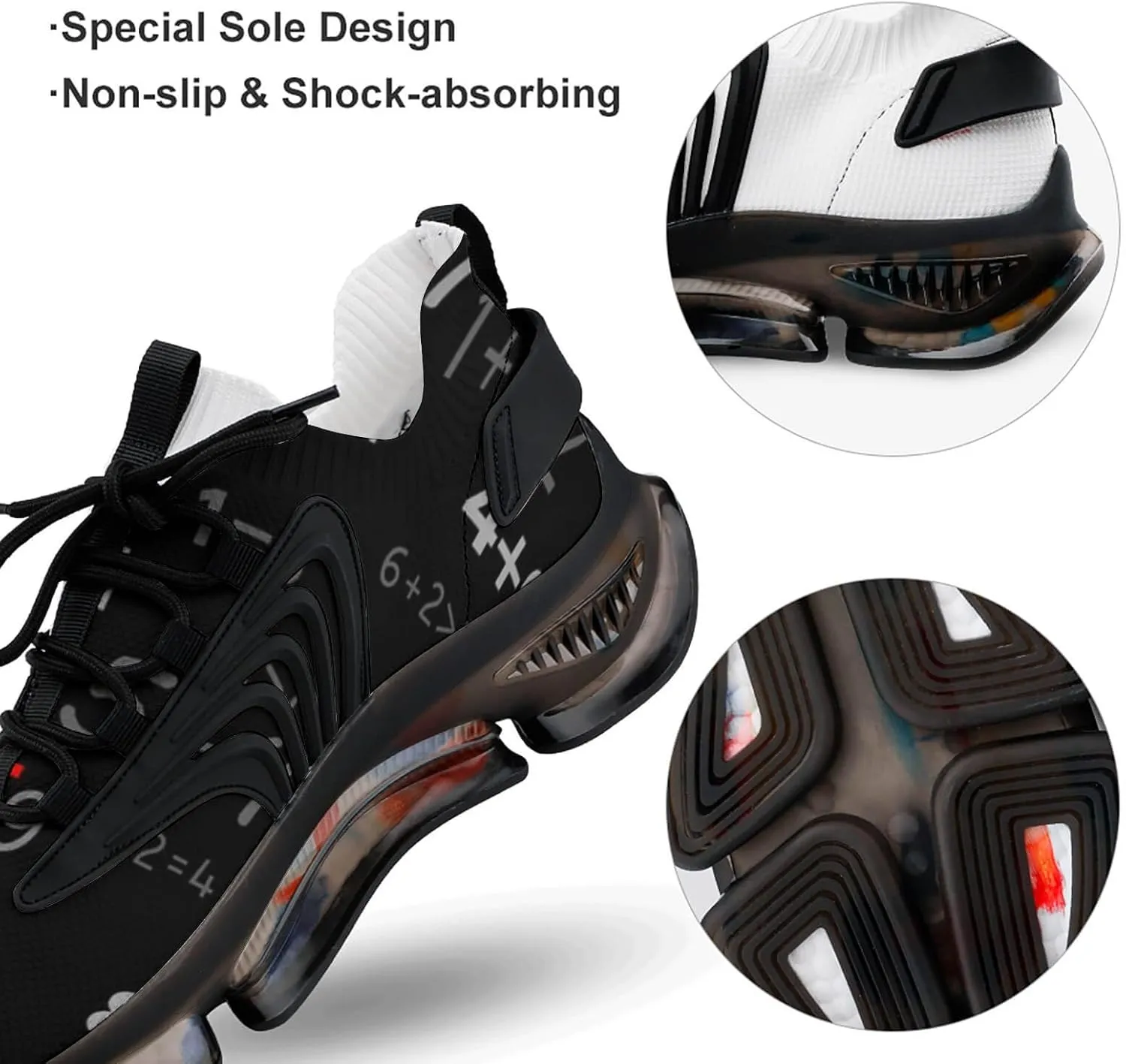 Like Math Walking Shoes for Men Lightweight Tennis Fashion Elastic Sports Shoes Cushion Basketball Shoes