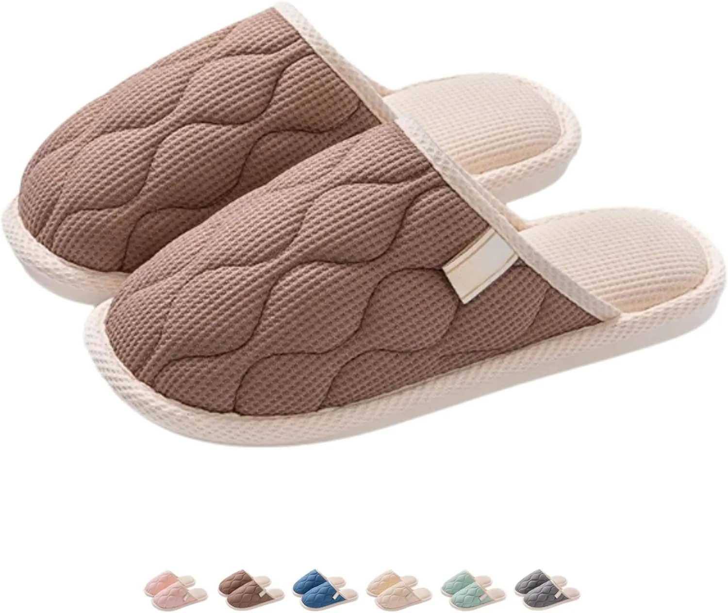 Linen House Slippers Couple Indoor Lightweight Home Slippers Soft Sole Bedroom Slippers Shoes Non-Slip Plush Cotton Autumn Slippers Slides Winter Warm Slippers for Women Men