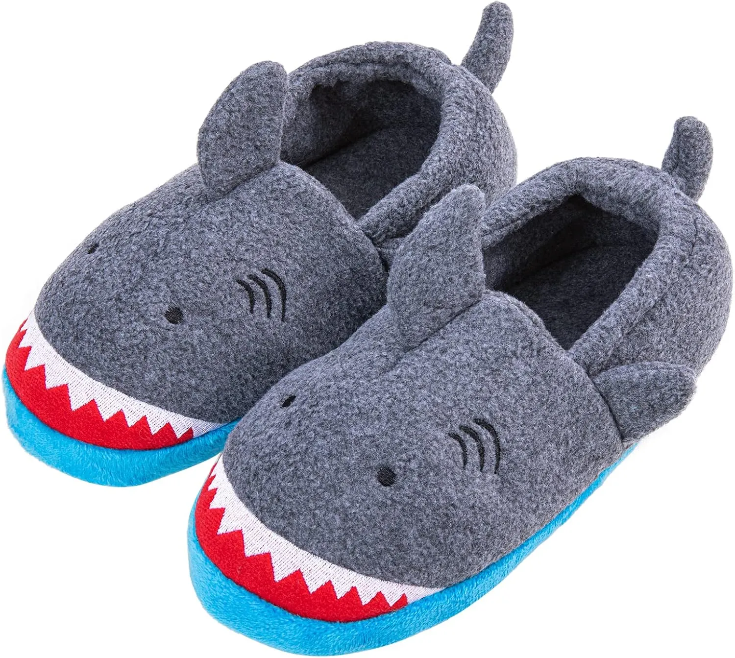 Little Kids Big Boys House Slippers, Kids Warm Slip On Home Slippers with Soft Memory Foam Cute Winter Nonslip Indoor Shark Dinosaur Soccer Dog Slippers