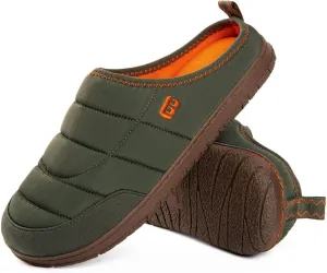 LongBay Mens Slip on Slippers Two-Tone Indoor Outdoor House Shoes Memory Foam Camping Garden Down Clogs