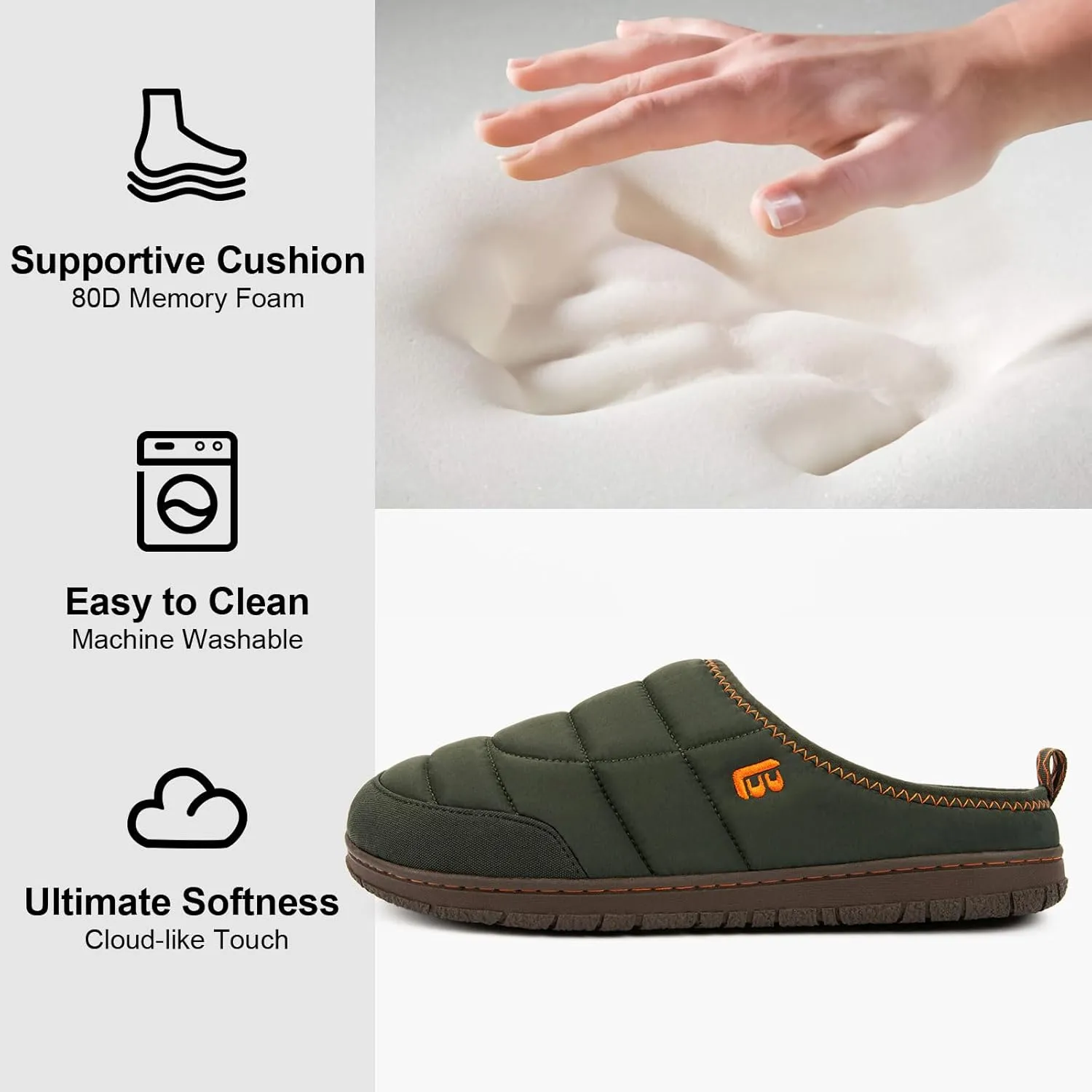 LongBay Mens Slip on Slippers Two-Tone Indoor Outdoor House Shoes Memory Foam Camping Garden Down Clogs