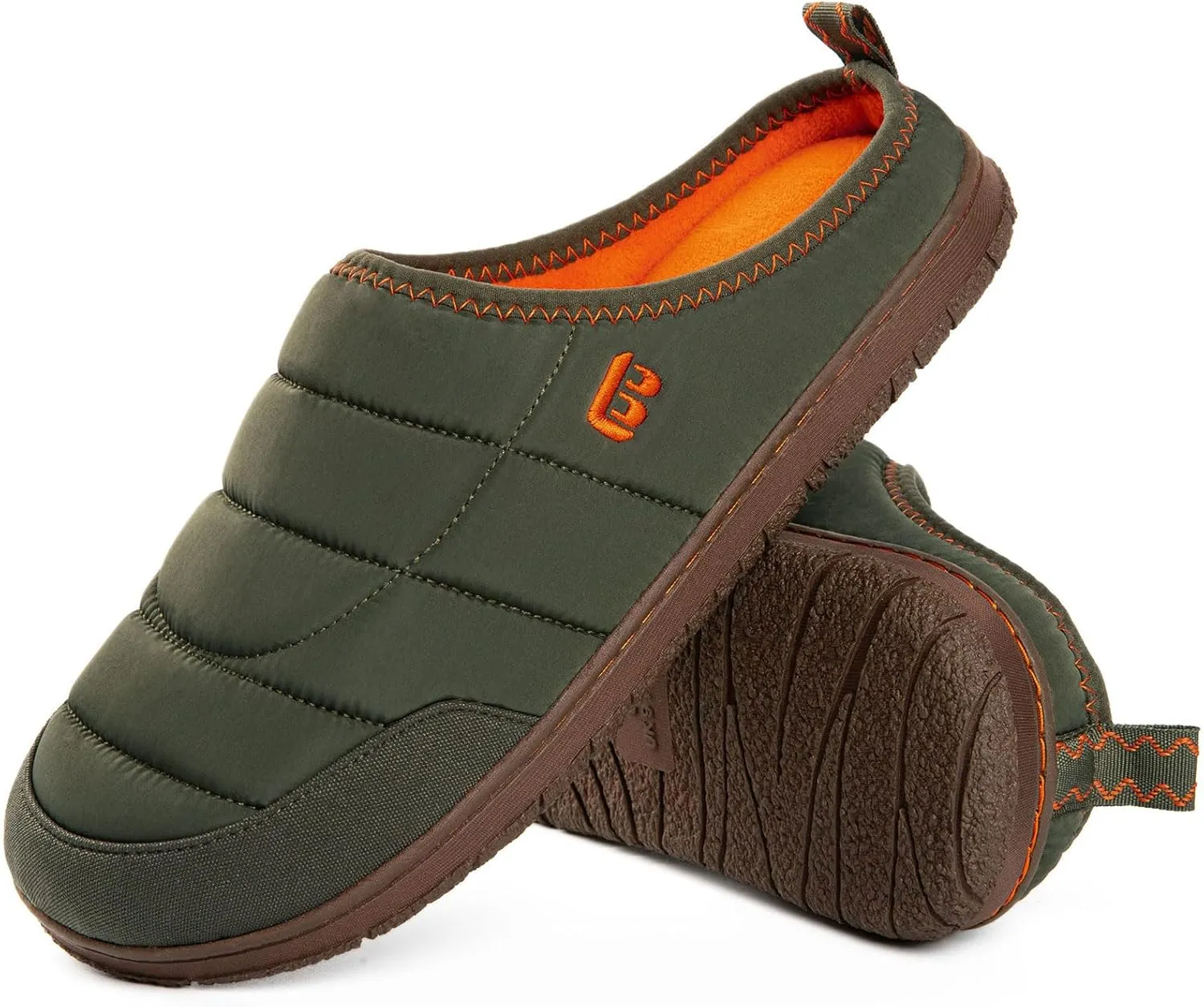 LongBay Mens Slip on Slippers Two-Tone Indoor Outdoor House Shoes Memory Foam Camping Garden Down Clogs