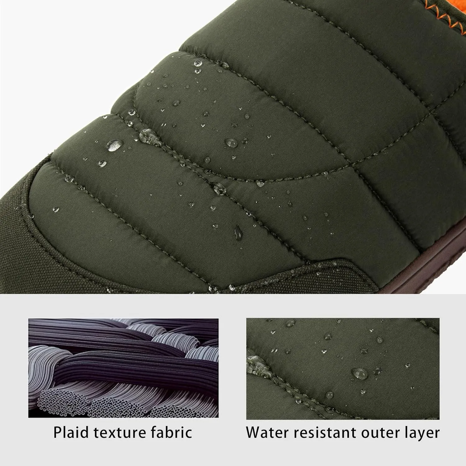 LongBay Mens Slip on Slippers Two-Tone Indoor Outdoor House Shoes Memory Foam Camping Garden Down Clogs