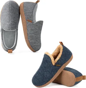 LongBay Women's Felt Bootie Slippers Warm Cozy Memory Foam Slipper Boots with Polar Fleece Lining Non Slip House Shoes Indoor Outdoor