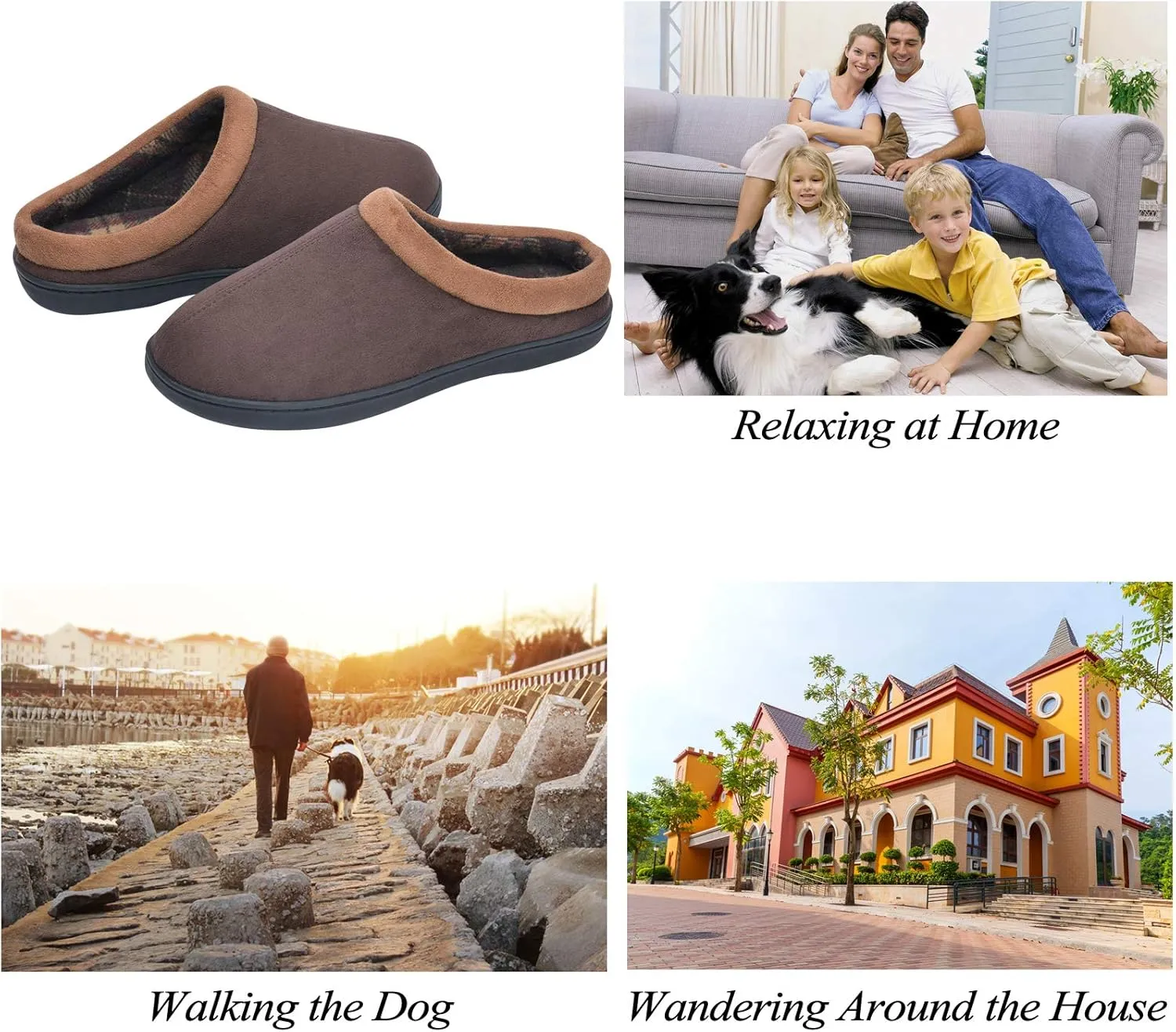 LORDFON Memory Foam Mens Slippers Slip-On Comfy House Slippers for Men Indoor Outdoor Non-Slip Warm Winter Men’s Bedroom Slippers Size