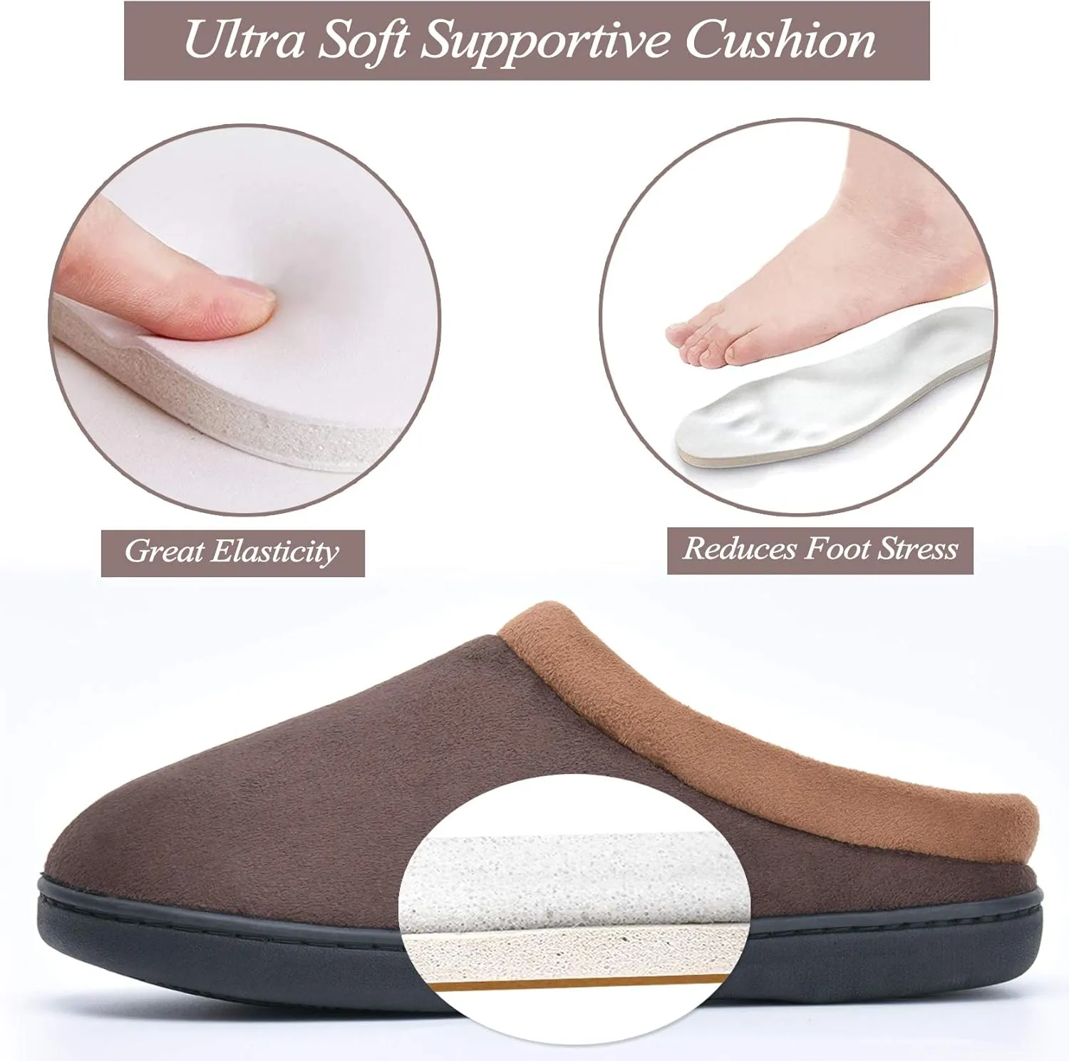 LORDFON Memory Foam Mens Slippers Slip-On Comfy House Slippers for Men Indoor Outdoor Non-Slip Warm Winter Men’s Bedroom Slippers Size