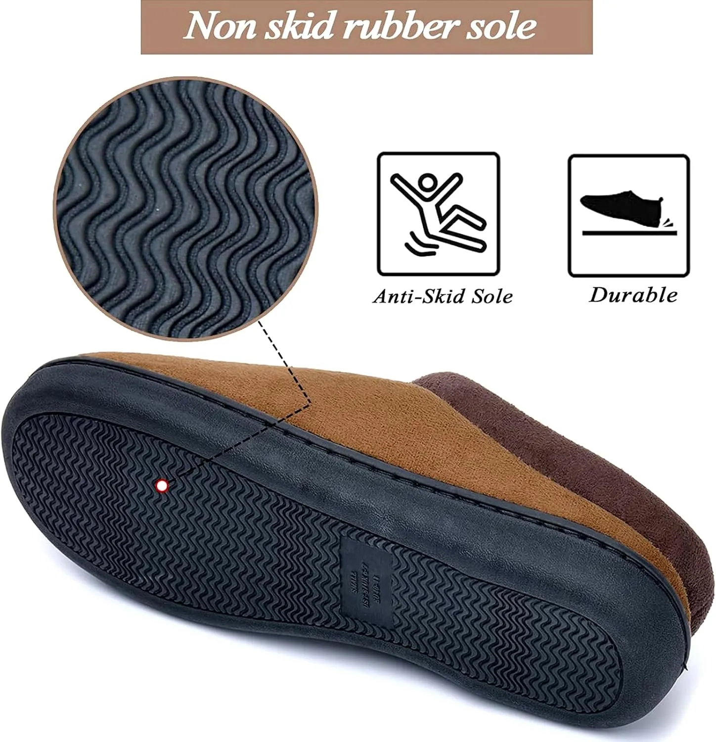 LORDFON Memory Foam Mens Slippers Slip-On Comfy House Slippers for Men Indoor Outdoor Non-Slip Warm Winter Men’s Bedroom Slippers Size