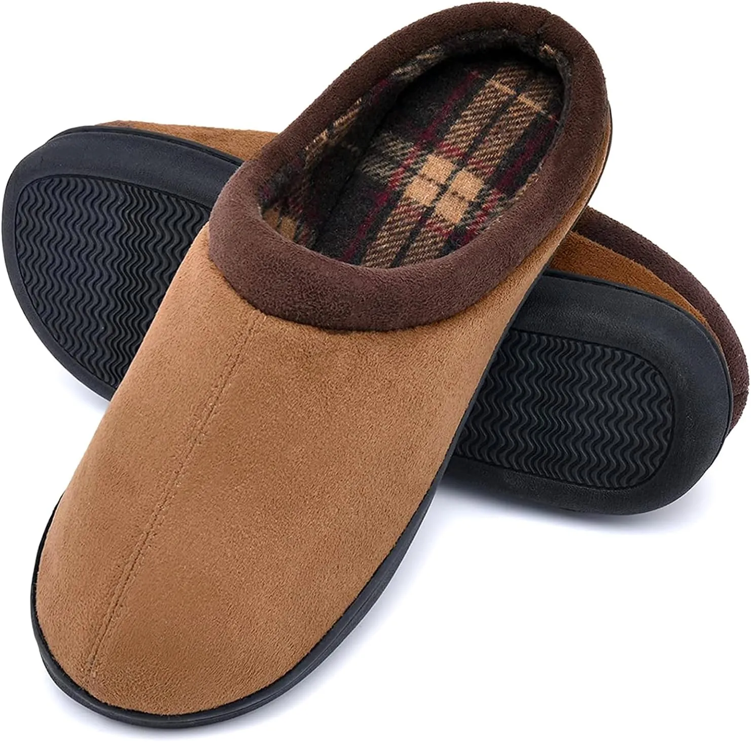 LORDFON Memory Foam Mens Slippers Slip-On Comfy House Slippers for Men Indoor Outdoor Non-Slip Warm Winter Men’s Bedroom Slippers Size