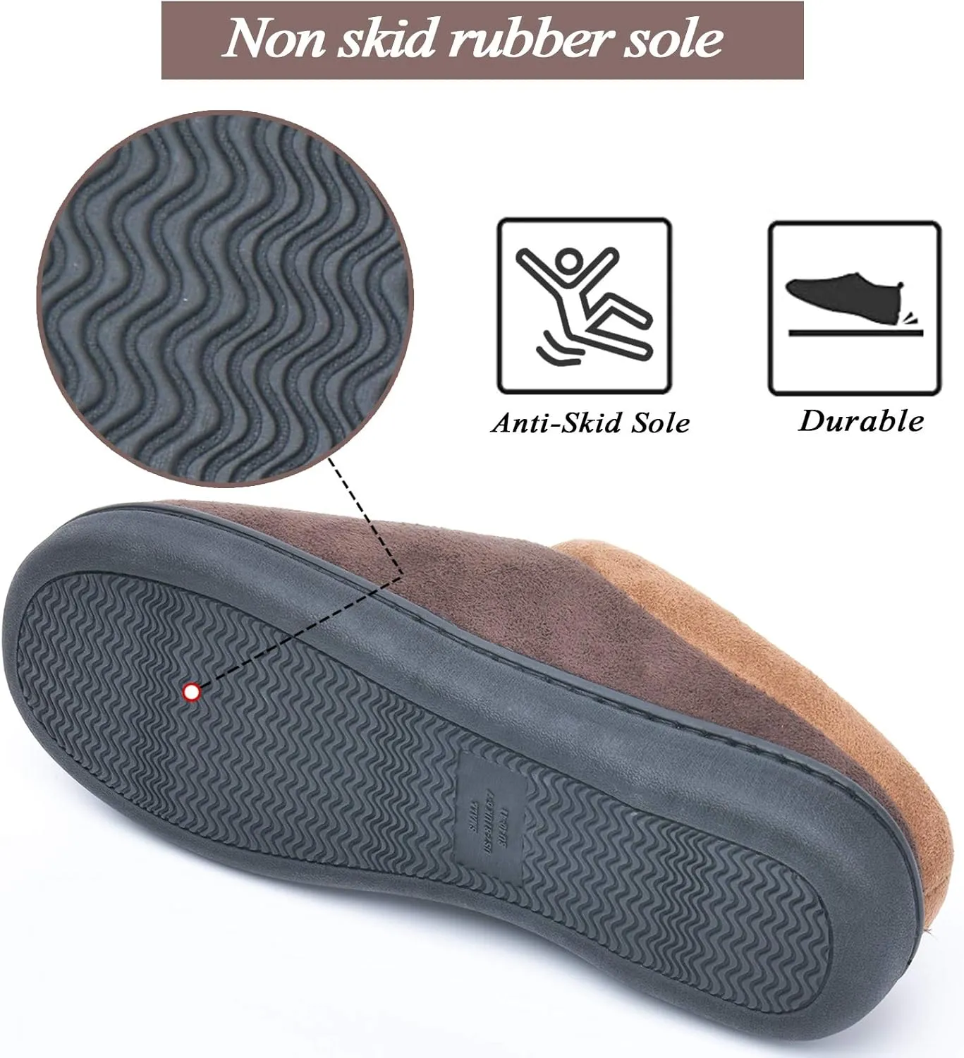 LORDFON Memory Foam Mens Slippers Slip-On Comfy House Slippers for Men Indoor Outdoor Non-Slip Warm Winter Men’s Bedroom Slippers Size