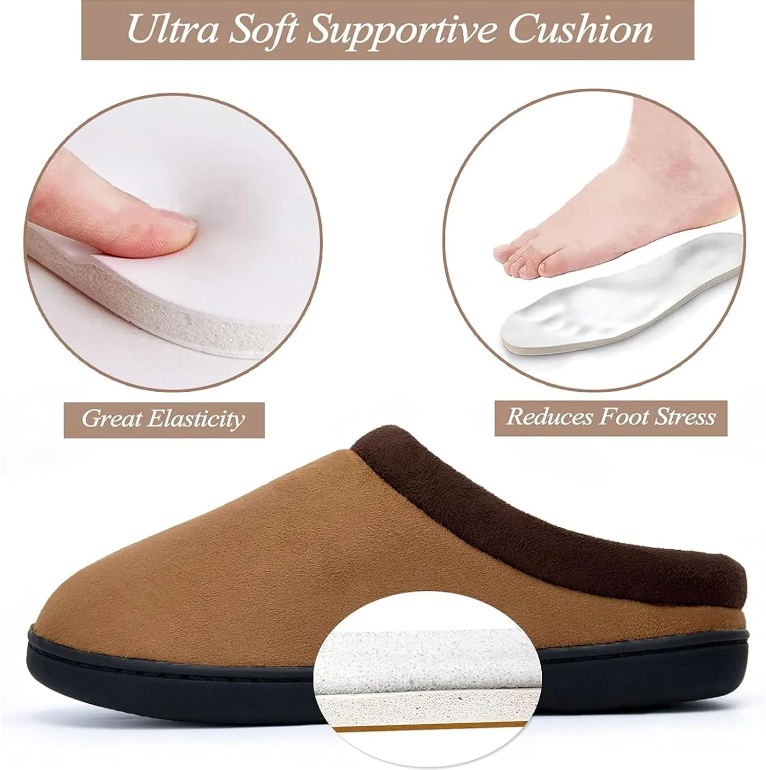 LORDFON Memory Foam Mens Slippers Slip-On Comfy House Slippers for Men Indoor Outdoor Non-Slip Warm Winter Men’s Bedroom Slippers Size