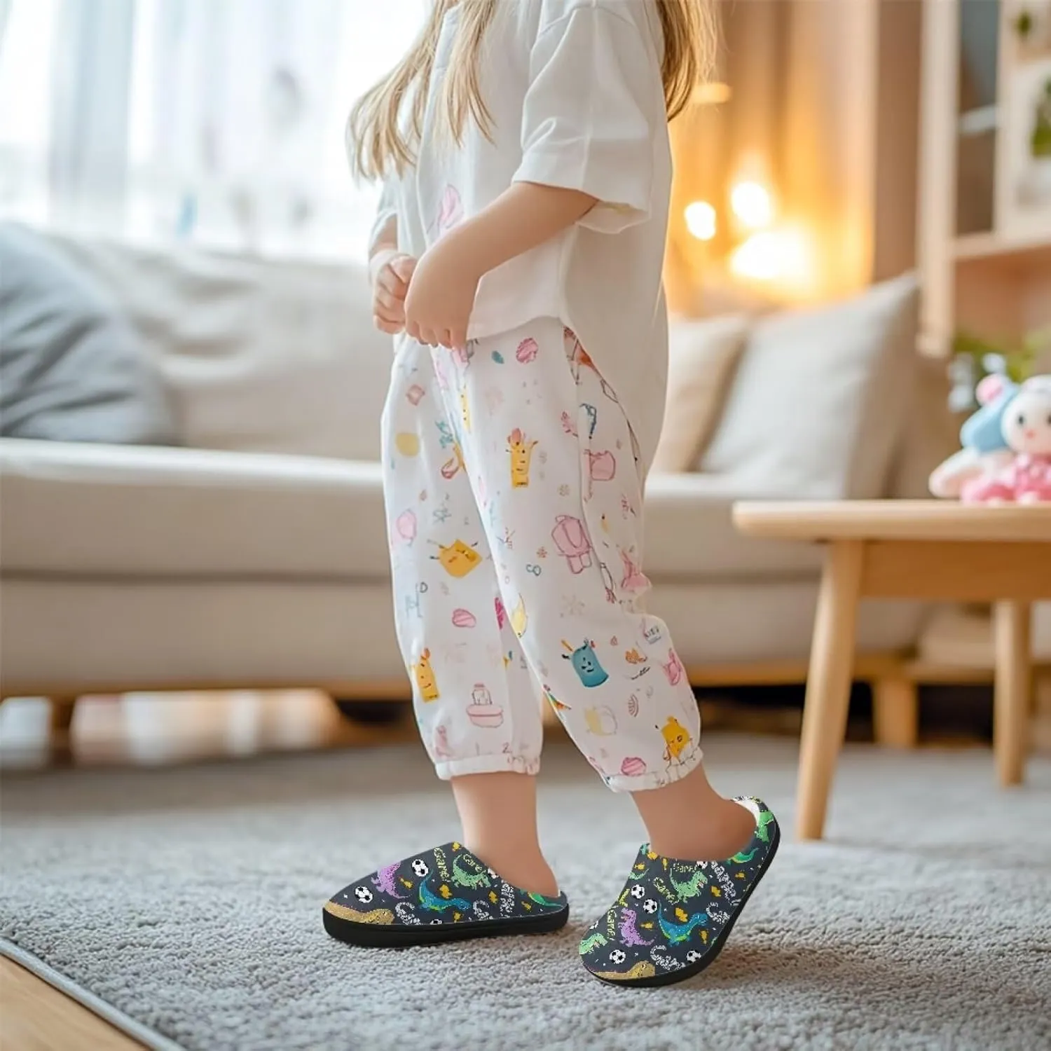 Lotusorchid Kid Bedroom Slipper Memory Foam House Slipper for Girls, Non Slip House Shoes for Boys Warm Cozy Sleep Slipper Home Slipper Indoor Outdoor
