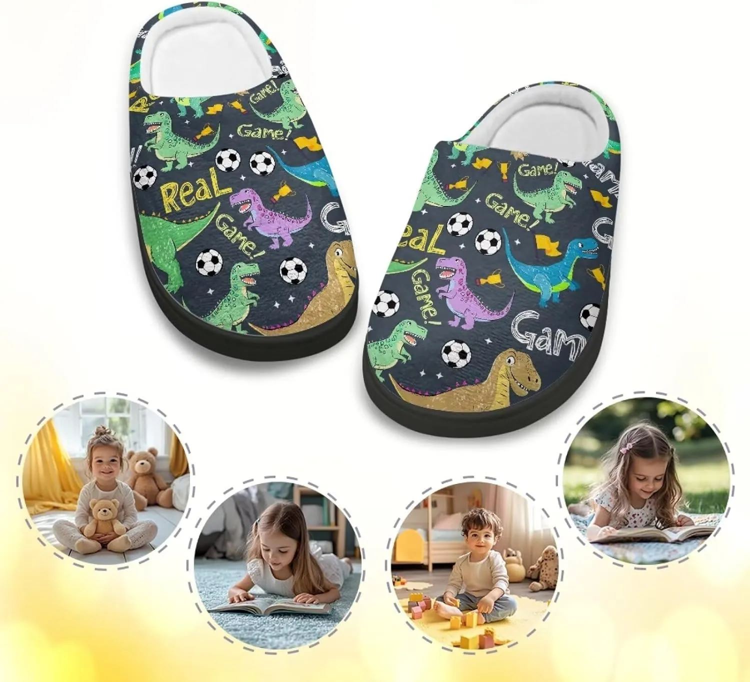 Lotusorchid Kid Bedroom Slipper Memory Foam House Slipper for Girls, Non Slip House Shoes for Boys Warm Cozy Sleep Slipper Home Slipper Indoor Outdoor