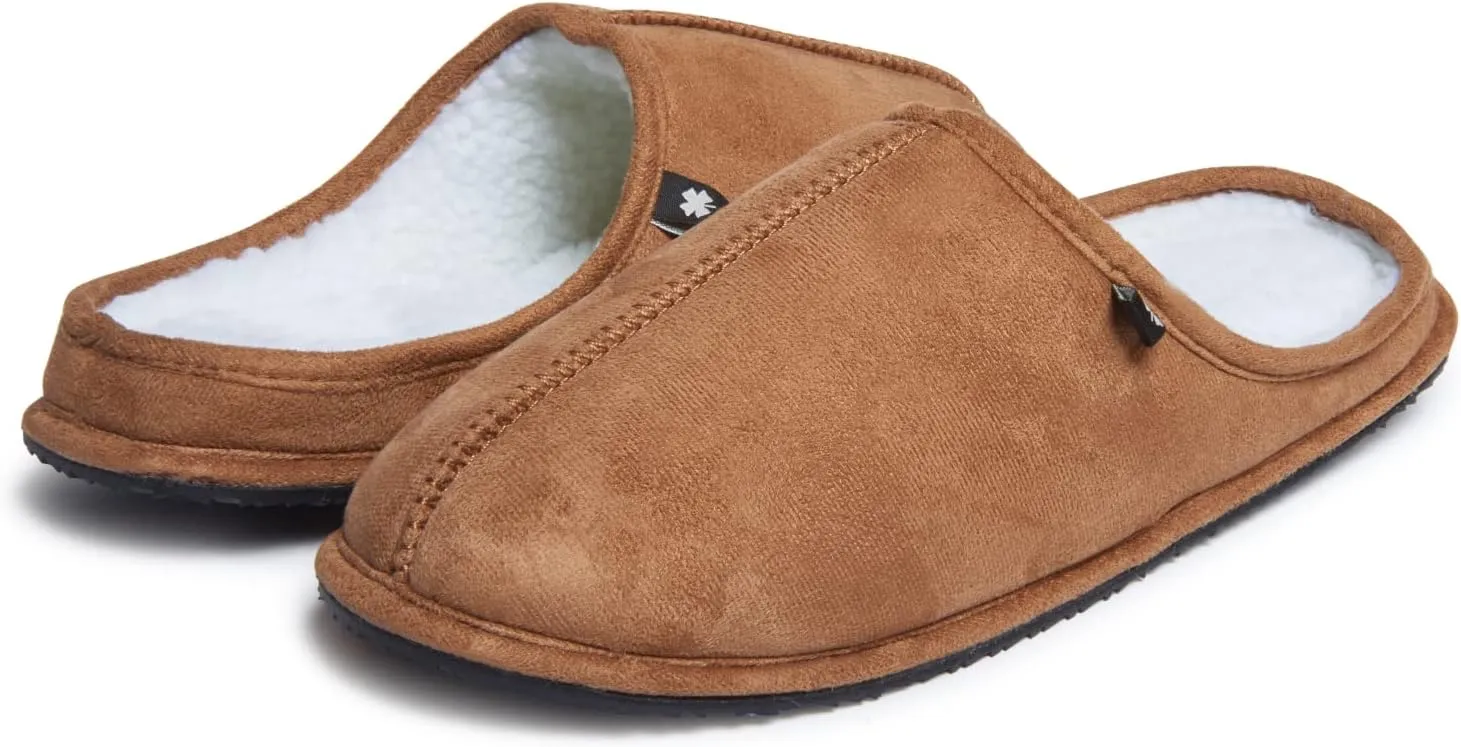 Lucky Brand Mens Microsuede Memory Foam Sherpa Clog Slippers, Warm Fuzzy Bedroom Slipper, Comfortable Indoor Outdoor House Shoes