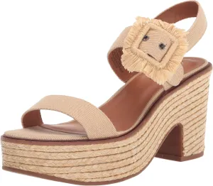 Lucky Brand Women's Yidris Espadrille Platform Sandal Heeled, Dark Natural, 10