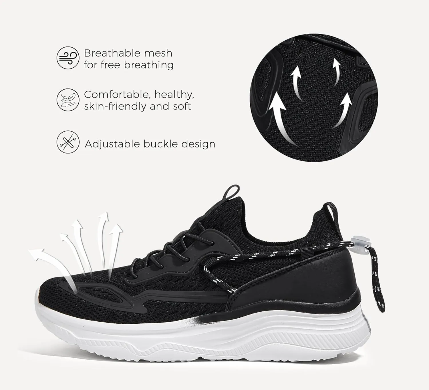 LUCKY STEP Women's Slip On Walking Shoes Mesh Tennis Workout Comfortable Lightweight Athletic Gym Trainers Stylish Breathable Fashion Sneakers
