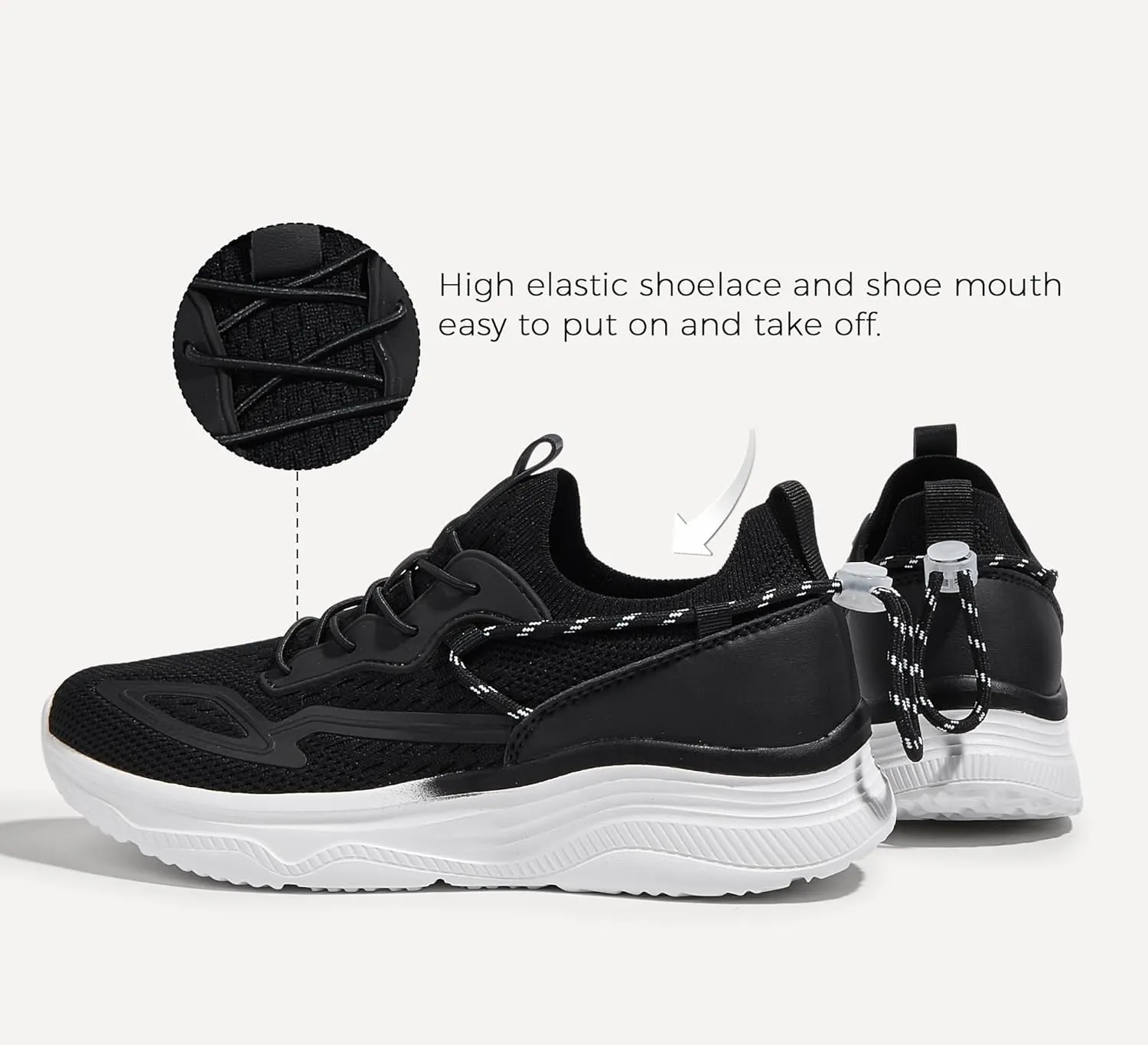 LUCKY STEP Women's Slip On Walking Shoes Mesh Tennis Workout Comfortable Lightweight Athletic Gym Trainers Stylish Breathable Fashion Sneakers