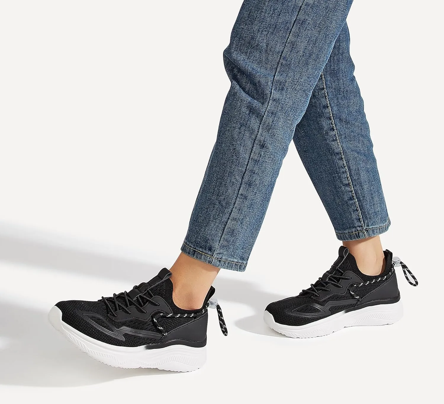 LUCKY STEP Women's Slip On Walking Shoes Mesh Tennis Workout Comfortable Lightweight Athletic Gym Trainers Stylish Breathable Fashion Sneakers