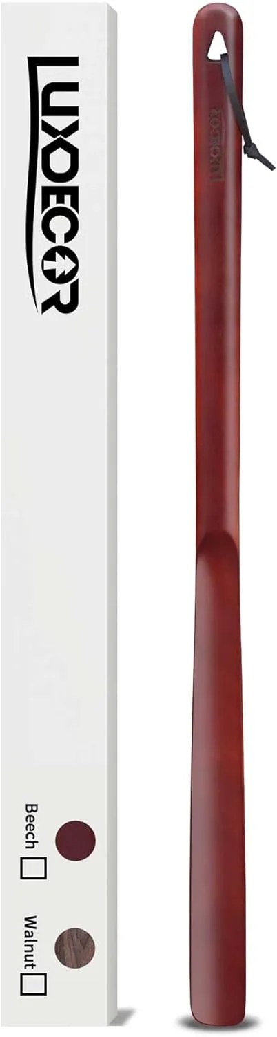 Luxdecor Long Handled Wooden Shoehorns-15in/24in/31.5in Wooden Long Handle Shoe Horn for Seinors Men Boot Jack Shoe Helper
