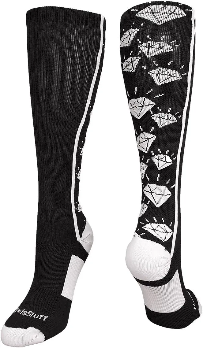 MadSportsStuff Softball Socks with Diamonds for Girls Women Kids Youth Adult Over the Calf Soccer