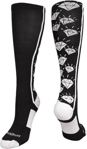 MadSportsStuff Softball Socks with Diamonds for Girls Women Kids Youth Adult Over the Calf Soccer