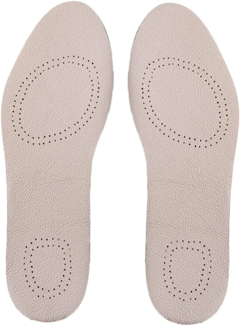 MAGICLULU 1 Pair Breathable Cattlehide Leather Insoles Cowhide Sports Shoe Pads Size 41/42 Black Bottom White Top