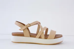 MARCHA - LV-603 WEDGE SANDAL - BEIGE LEATHER