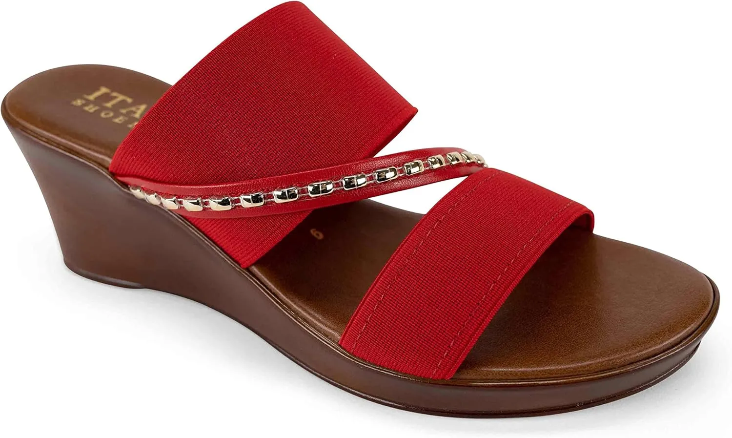 Marcia - Elastic Wedge Sandal Red / 7