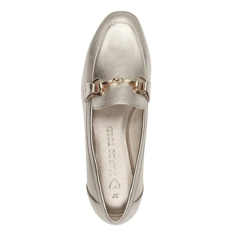 Marco Tozzi Womens Gold Metallic Slip-On Loafer 2-24213-41