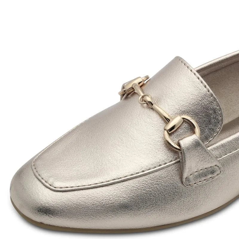 Marco Tozzi Womens Gold Metallic Slip-On Loafer 2-24213-41