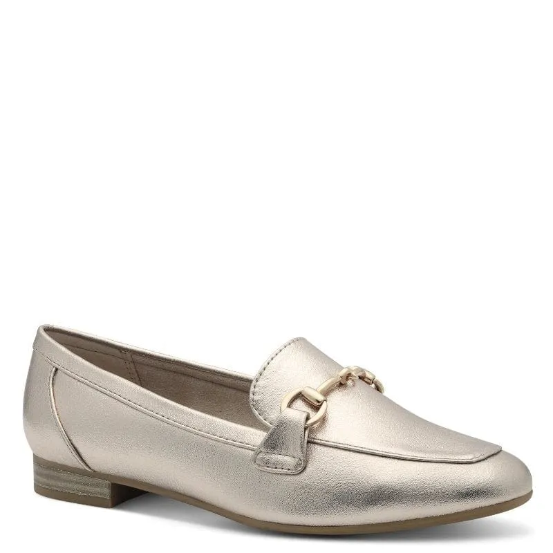 Marco Tozzi Womens Gold Metallic Slip-On Loafer 2-24213-41
