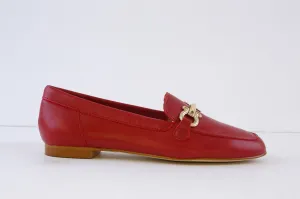 MARIA JAEN - 9X FLAT LOAFER (GOLD CHAIN DETAILING) - RED LEATHER