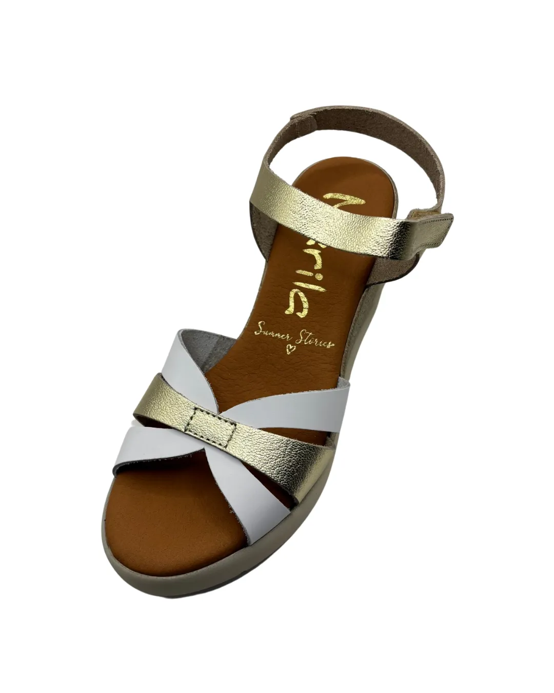 Marila Gold and White Wedge Sandals