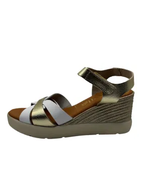 Marila Gold and White Wedge Sandals