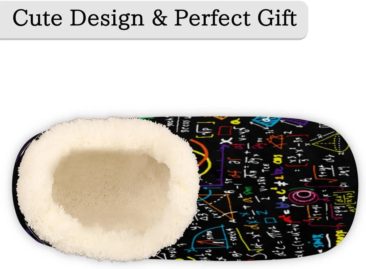 Math Education Geometrical Plots Formulas Slippers for Women Men Cozy Non-slip House Shoes Winter Warm Indoor Slipper