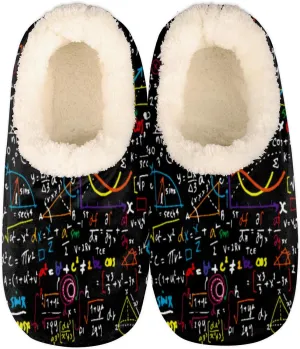 Math Education Geometrical Plots Formulas Slippers for Women Men Cozy Non-slip House Shoes Winter Warm Indoor Slipper
