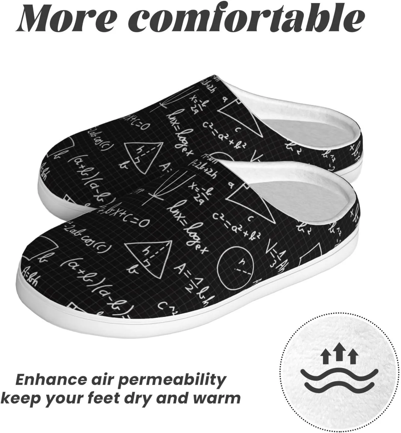 Math Elements Men's Women's Memory Foam Slippers Comfort Flannel Closed Toe House Shoes Indoor Scuff