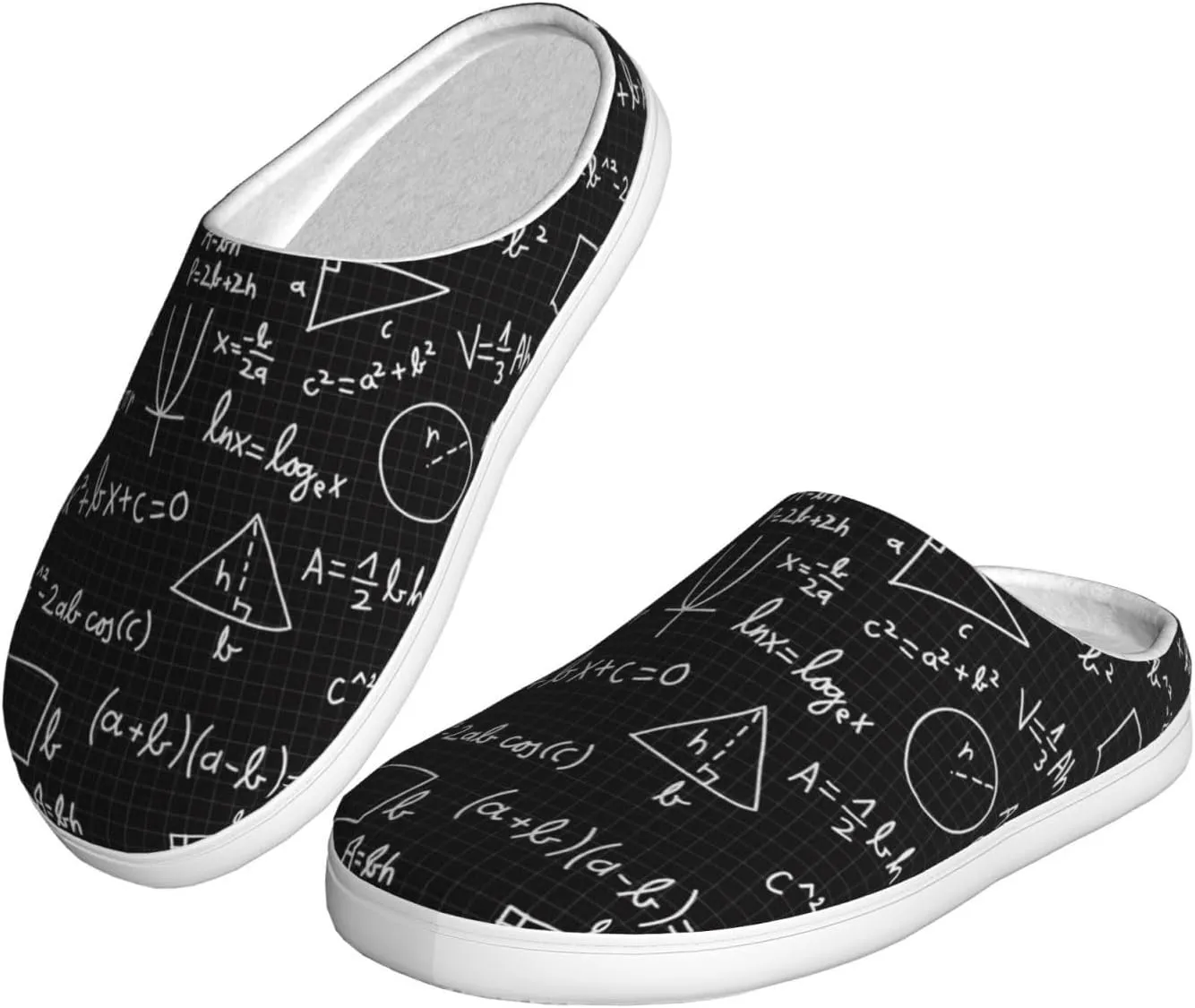 Math Elements Men's Women's Memory Foam Slippers Comfort Flannel Closed Toe House Shoes Indoor Scuff