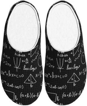 Math Elements Men's Women's Memory Foam Slippers Comfort Flannel Closed Toe House Shoes Indoor Scuff