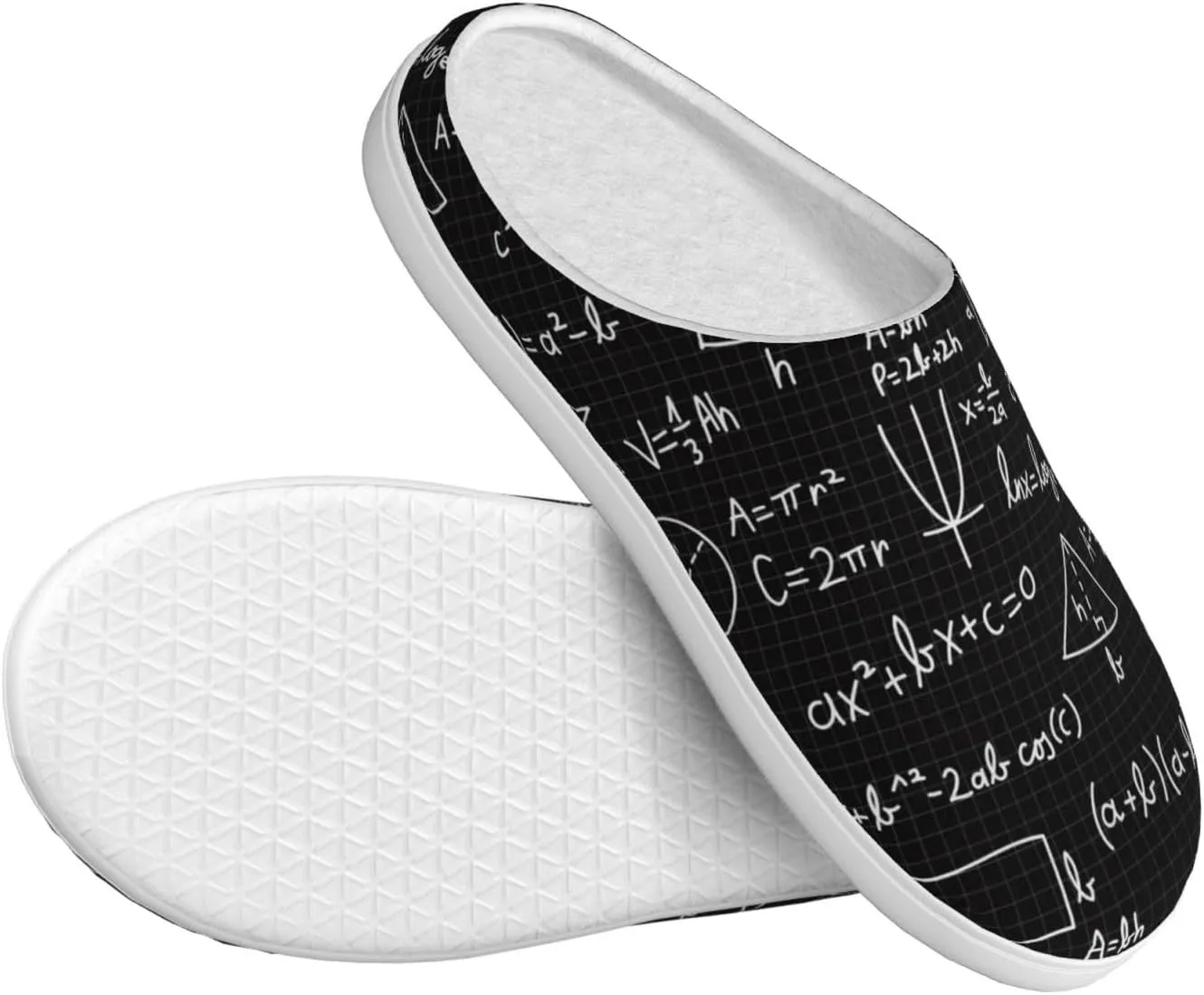 Math Elements Men's Women's Memory Foam Slippers Comfort Flannel Closed Toe House Shoes Indoor Scuff