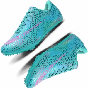 MEBAMY Mens Womens Boys Girls Spikes Athletics Racing Running Shoes Track and Field Sneaker Green