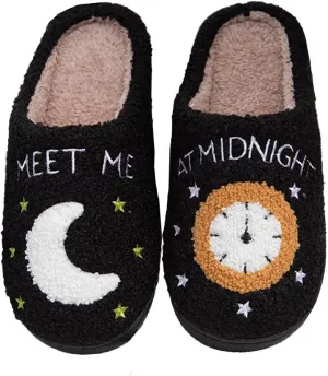 Meet Me at Midnight Slippers for Women Men Ladies Men's Comfortable Plush Home Slippers Slip On Non-slip Slippers